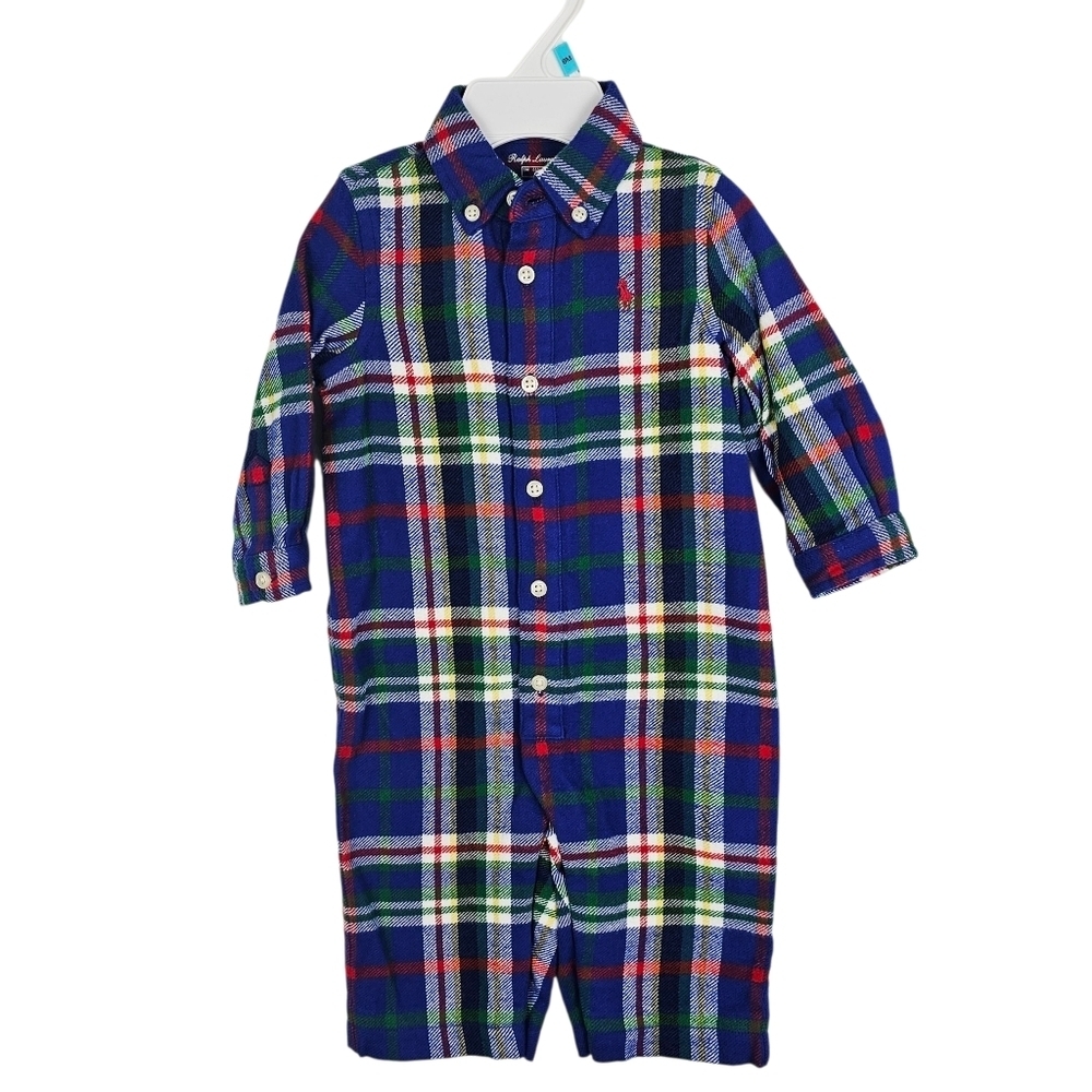 Ralph Lauren Baby/Infant Plaid Flannel One-Piece Outfit New Boy 6 Months